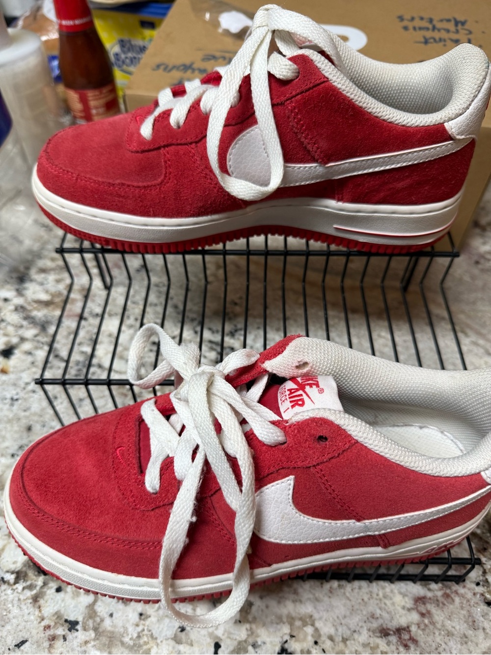 Nike Air Force 1 Kids' University Red Suede Low-Top Sneakers